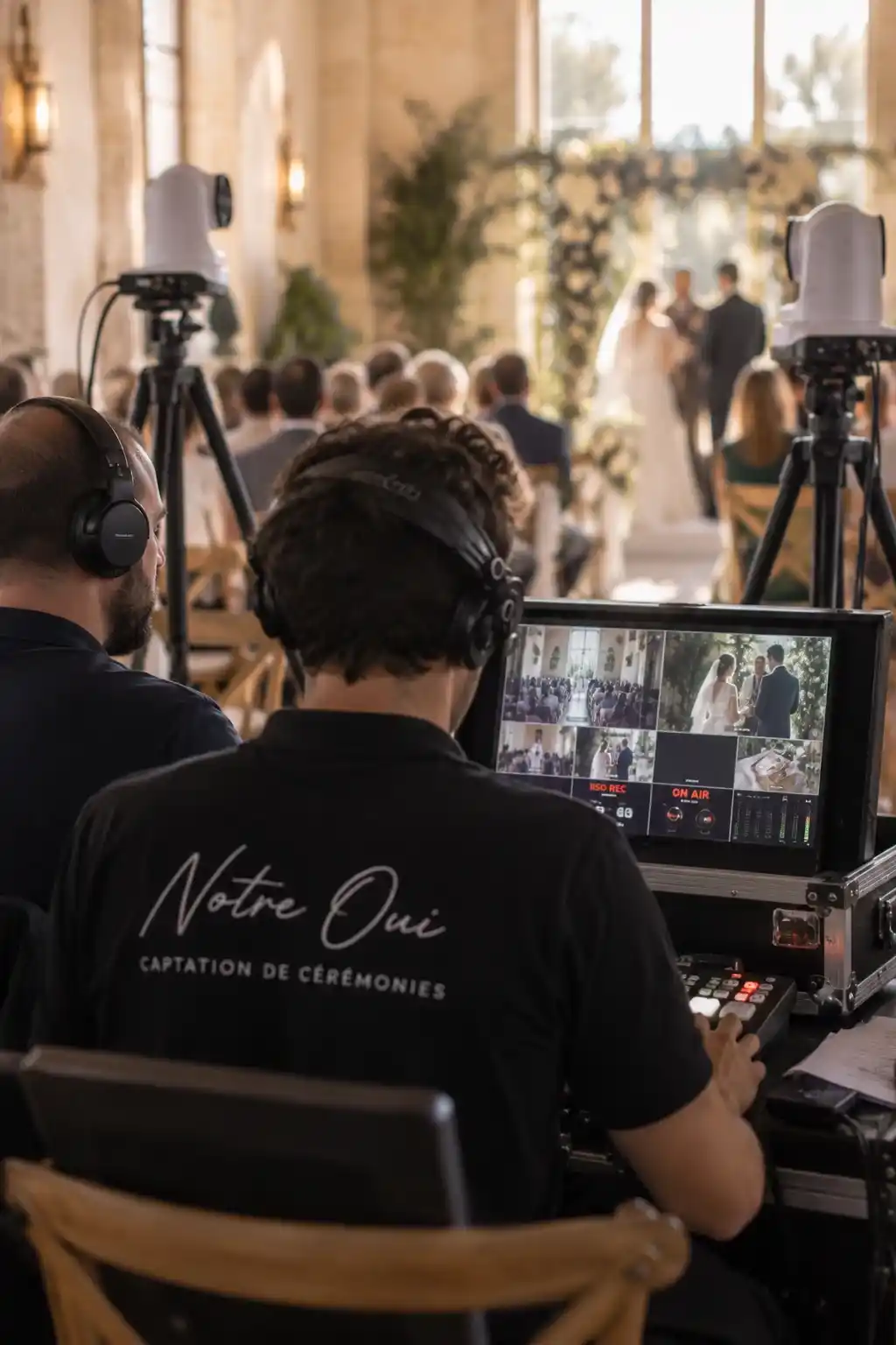 Régie multicaméra pendant la captation d’une cérémonie de mariage