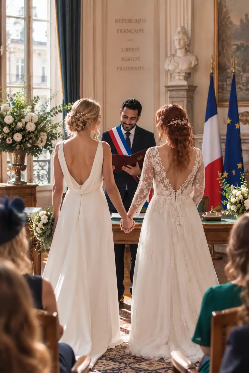 Deux femmes célébrant leur mariage lors d'une cérémonie civile
